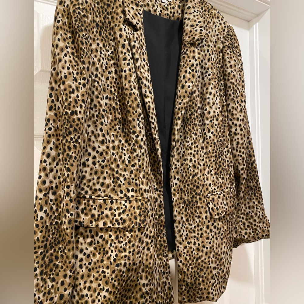 Loft Plus Leopard Print Open Blazer - image 2